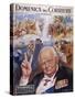 Winston Churchill Commemorative Portrait with Scenes from His Life-null-Stretched Canvas