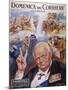 Winston Churchill Commemorative Portrait with Scenes from His Life-null-Mounted Art Print