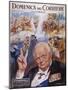 Winston Churchill Commemorative Portrait with Scenes from His Life-null-Mounted Art Print