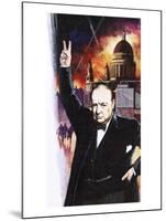 Winston Churchill During the Blitz-English School-Mounted Giclee Print