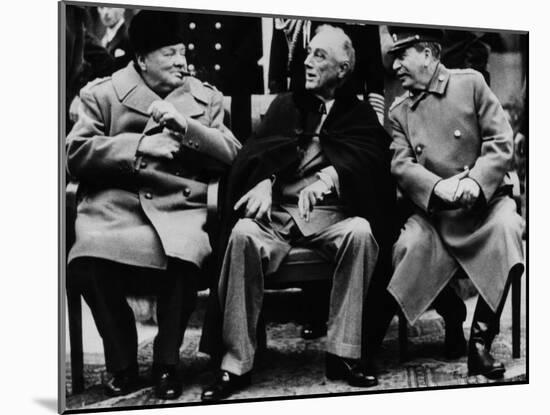 Winston Churchill, Franklin D. Roosevelt and Josef Stalin, Yalta Conference, February 1945-null-Mounted Photo