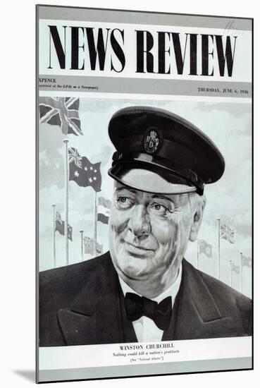 Winston Churchill, from the Frontcover of 'News Review', 6th June 1946-English School-Mounted Giclee Print