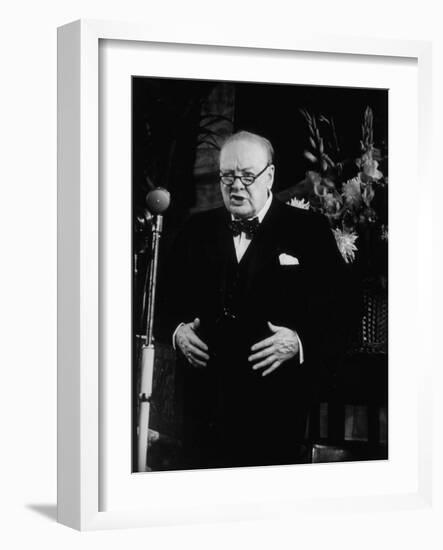 Winston Churchill Giving Speech at Tory Rally During British Election Campaign-null-Framed Photographic Print