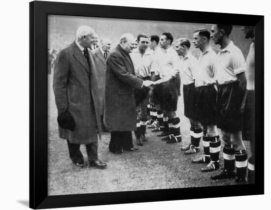 Winston Churchill Greets the England Football Team, Wembley, London, October 1941-null-Framed Giclee Print