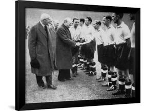 Winston Churchill Greets the England Football Team, Wembley, London, October 1941-null-Framed Giclee Print