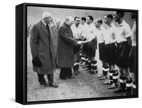 Winston Churchill Greets the England Football Team, Wembley, London, October 1941-null-Framed Stretched Canvas