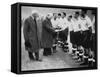 Winston Churchill Greets the England Football Team, Wembley, London, October 1941-null-Framed Stretched Canvas