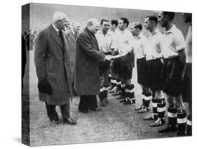 Winston Churchill Greets the England Football Team, Wembley, London, October 1941-null-Stretched Canvas