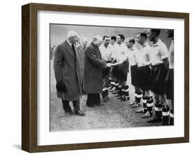 Winston Churchill Greets the England Football Team, Wembley, London, October 1941-null-Framed Giclee Print