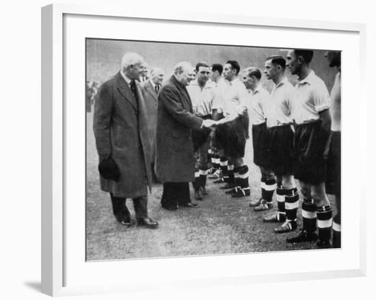 Winston Churchill Greets the England Football Team, Wembley, London, October 1941-null-Framed Giclee Print