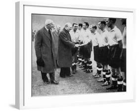 Winston Churchill Greets the England Football Team, Wembley, London, October 1941-null-Framed Giclee Print