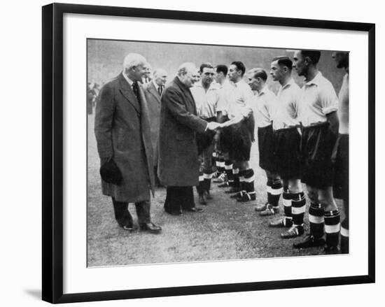 Winston Churchill Greets the England Football Team, Wembley, London, October 1941-null-Framed Giclee Print