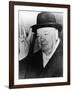 Winston Churchill in Later Life Making His Famous Wartime "V for Victory" Sign-null-Framed Premium Photographic Print