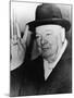 Winston Churchill in Later Life Making His Famous Wartime "V for Victory" Sign-null-Mounted Premium Photographic Print