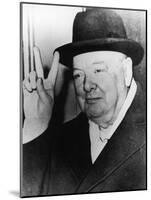 Winston Churchill in Later Life Making His Famous Wartime "V for Victory" Sign-null-Mounted Photographic Print