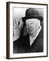 Winston Churchill in Later Life Making His Famous Wartime "V for Victory" Sign-null-Framed Photographic Print