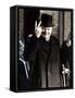 Winston Churchill Making His Famous V for Victory Sign, 1942-null-Framed Stretched Canvas