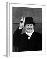 Winston Churchill Making "V" for Victory Sign-Alfred Eisenstaedt-Framed Premium Photographic Print