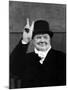 Winston Churchill Making "V" for Victory Sign-Alfred Eisenstaedt-Mounted Premium Photographic Print