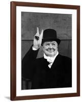 Winston Churchill Making "V" for Victory Sign-Alfred Eisenstaedt-Framed Premium Photographic Print