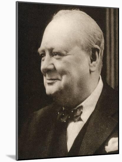 Winston Churchill "Our Skipper"-null-Mounted Photographic Print