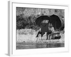 Winston Churchill Painting on the Italian Riviera, Ca. 1948-49-null-Framed Photo