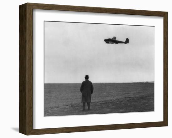 Winston Churchill, Photographed from Behind, Watching B-17 'Flying Fortress' in Flight, July 1940-null-Framed Photo