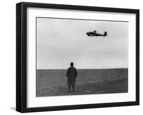 Winston Churchill, Photographed from Behind, Watching B-17 'Flying Fortress' in Flight, July 1940-null-Framed Photo