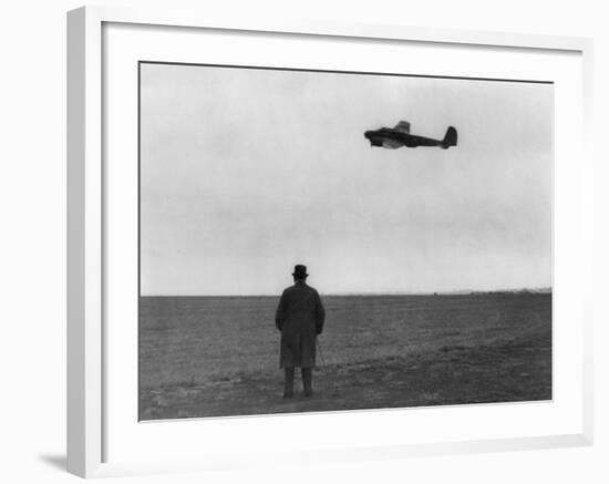 Winston Churchill, Photographed from Behind, Watching B-17 'Flying Fortress' in Flight, July 1940-null-Framed Photo