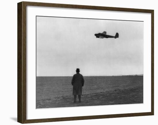 Winston Churchill, Photographed from Behind, Watching B-17 'Flying Fortress' in Flight, July 1940-null-Framed Photo