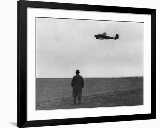 Winston Churchill, Photographed from Behind, Watching B-17 'Flying Fortress' in Flight, July 1940-null-Framed Photo