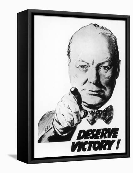 Winston Churchill Says We Deserve Victory!-null-Framed Stretched Canvas