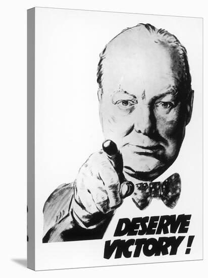 Winston Churchill Says We Deserve Victory!-null-Stretched Canvas