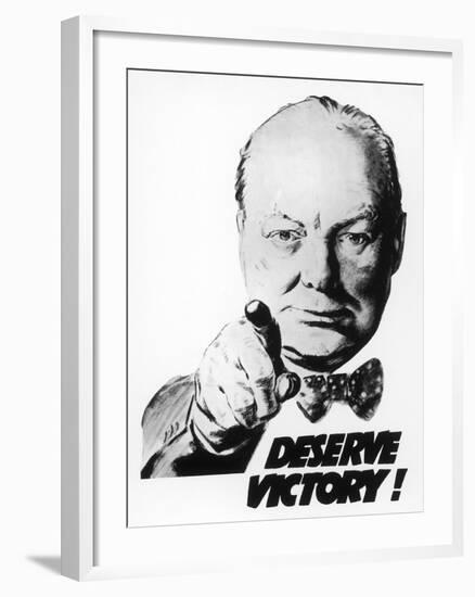 Winston Churchill Says We Deserve Victory!-null-Framed Giclee Print