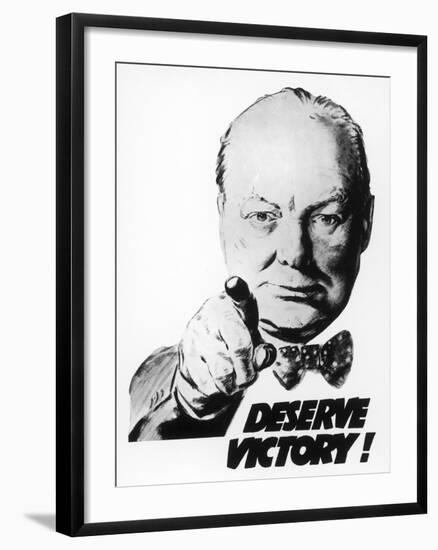 Winston Churchill Says We Deserve Victory!-null-Framed Giclee Print