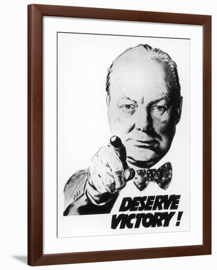 Winston Churchill Says We Deserve Victory!-null-Framed Giclee Print