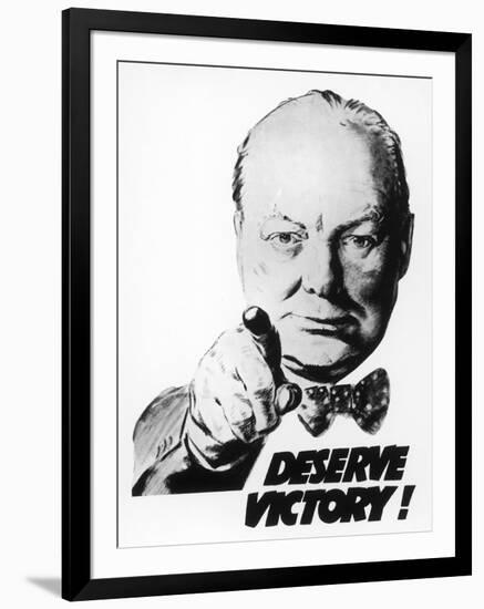 Winston Churchill Says We Deserve Victory!-null-Framed Giclee Print