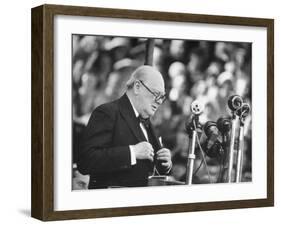 Winston Churchill Speaking at Wolverhampton Football Field-null-Framed Photographic Print