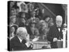 Winston Churchill Speaking at Wolverhampton Football Field-null-Stretched Canvas