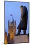 Winston Churchill Statue and the Houses of Parliament at Night-Miles Ertman-Mounted Photographic Print