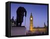 Winston Churchill Statue, Big Ben, Houses of Parliamant, London, England-Jon Arnold-Framed Stretched Canvas