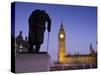 Winston Churchill Statue, Big Ben, Houses of Parliamant, London, England-Jon Arnold-Stretched Canvas