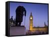 Winston Churchill Statue, Big Ben, Houses of Parliamant, London, England-Jon Arnold-Framed Stretched Canvas