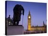 Winston Churchill Statue, Big Ben, Houses of Parliamant, London, England-Jon Arnold-Stretched Canvas