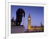 Winston Churchill Statue, Big Ben, Houses of Parliamant, London, England-Jon Arnold-Framed Photographic Print