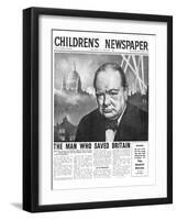 Winston Churchill: the Man Who Saved Britain, Front Page of 'The Children's Newspaper'-English School-Framed Giclee Print