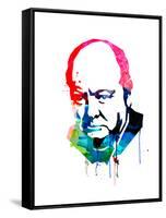 Winston Churchill Watercolor-Lora Feldman-Framed Stretched Canvas