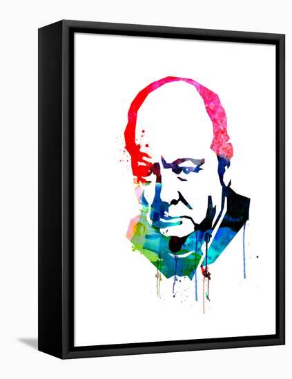 Winston Churchill Watercolor-Lora Feldman-Framed Stretched Canvas