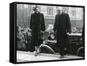 Winston Churchill, with His Wife Clementine Enter St. Paul's Cathedral-null-Framed Stretched Canvas