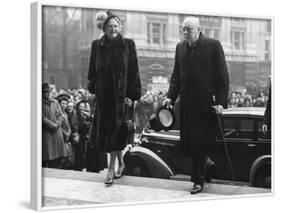 Winston Churchill, with His Wife Clementine Enter St. Paul's Cathedral-null-Framed Photo